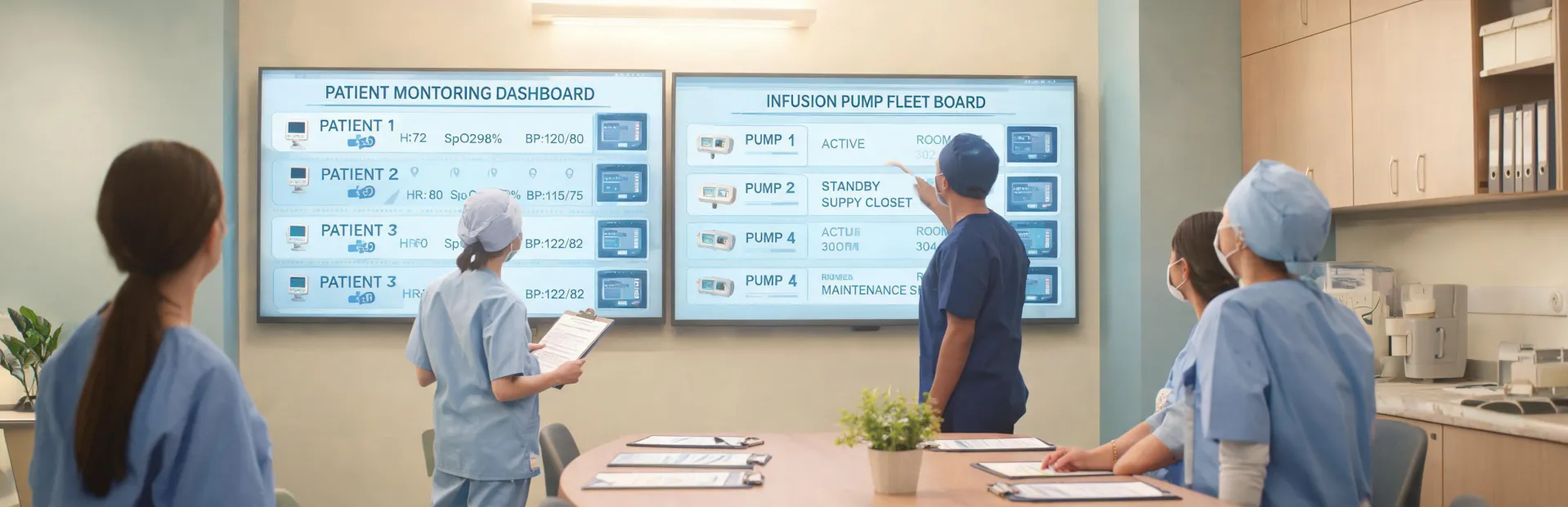 Connected clinical device planning room