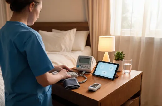 Home health nurse equipment setup