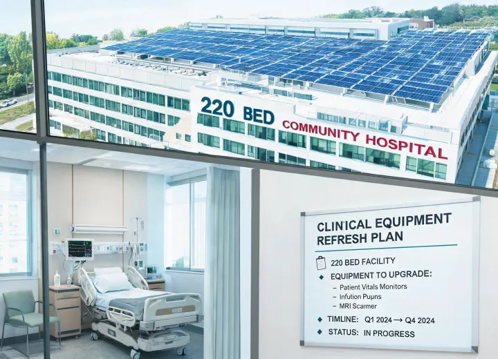 Community hospital rooftop solar panels